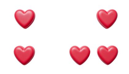 Colorful Heart Icons on a Transparent Background for Love and Romance Themes in Digital Design