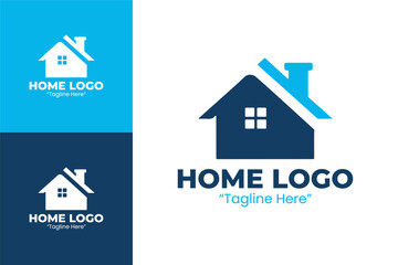 Modern Home Logo Designs with Blue and White Color Palette for Branding