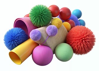Vibrant Colorful Pom Poms, Felt Sheets, and Pipe Cleaners Art