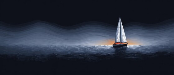Solitary sail in a dark sea
