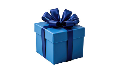 Elegant blue gift box adorned with a shiny bow, perfect for special occasions and celebrations