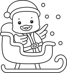 Lineart of Cute Duck icon. Outline of Funny baby Duck animal series stock illustration. life of fluffy Duck designs.