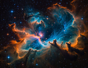 Stunning Nebula Space Image - Cosmic Clouds of Gas and Dust with Brilliant Stars