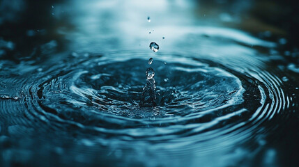 The rhythmic dance of a water droplet creating mesmerizing ripples a symbol of life s simple joys in cool tones with