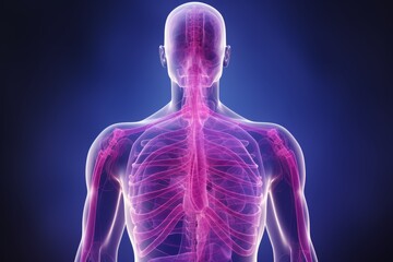 X ray image highlighting human respiratory system  lung and throat inflammation and diseases
