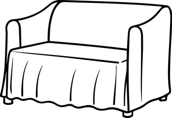 Couch cover black outline vector and illustration, coloring book page