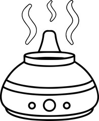 Humidifying diffuser black outline vector and illustration, coloring book page