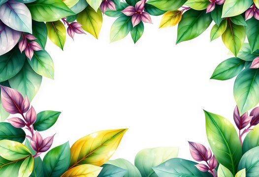 Elegant watercolor leaves wedding invitation card design featuring lush greenery,  download,  sophisticated