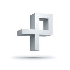 Obraz premium Abstract white 3d geometric symbol isolated on white background