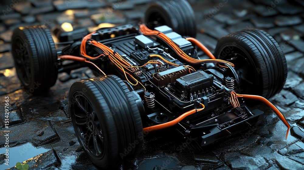 Aufkleber close-up of high-performance electric motor and controller unit used in modern evs