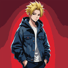 anime cartoon character male vector art