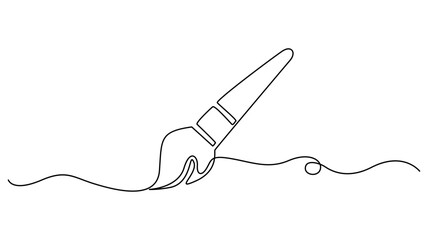 Continuous  One line drawing of a paintbrush.