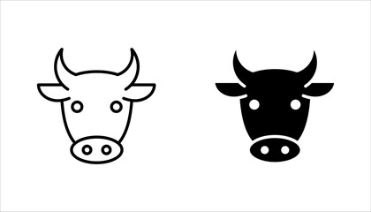Cow line icon set, outline style icon for web site or mobile app, animals and livestock, vector illustration on white background