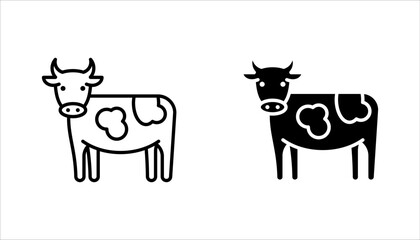 Cow line icon set, outline style icon for web site or mobile app, animals and livestock, vector illustration on white background