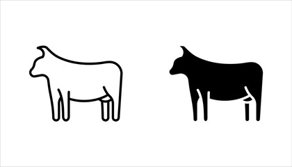 Cow line icon set, outline style icon for web site or mobile app, animals and livestock, vector illustration on white background