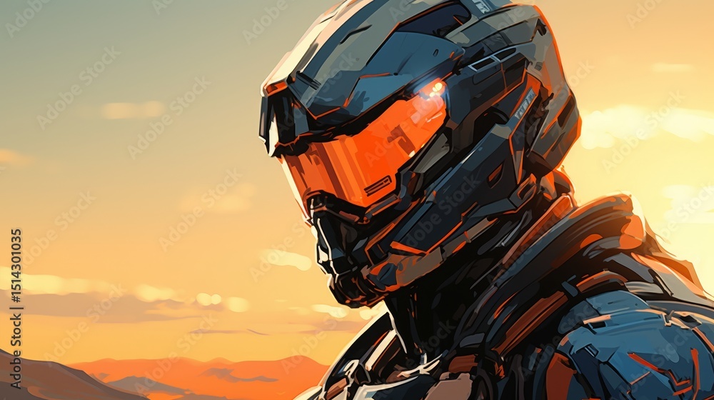 Poster modern background image in the form of a robotic future.. matte colors only.
