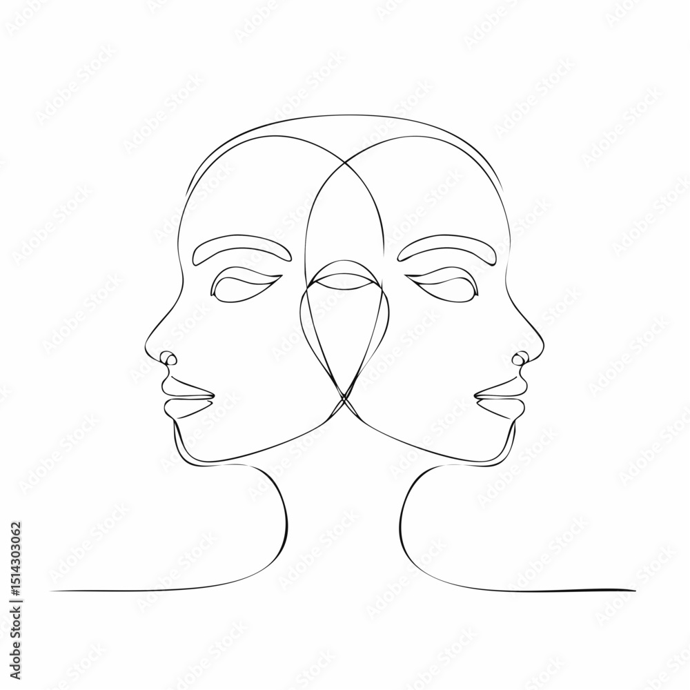 Aufkleber a stylish profile sketch with soft lines and elegant curve details.