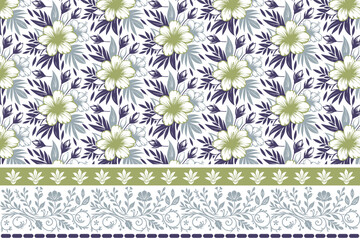 modern floral pattern style, one line flower sketch idea, cotton rose with border, home textile seamless print, women fashion fabric texture

