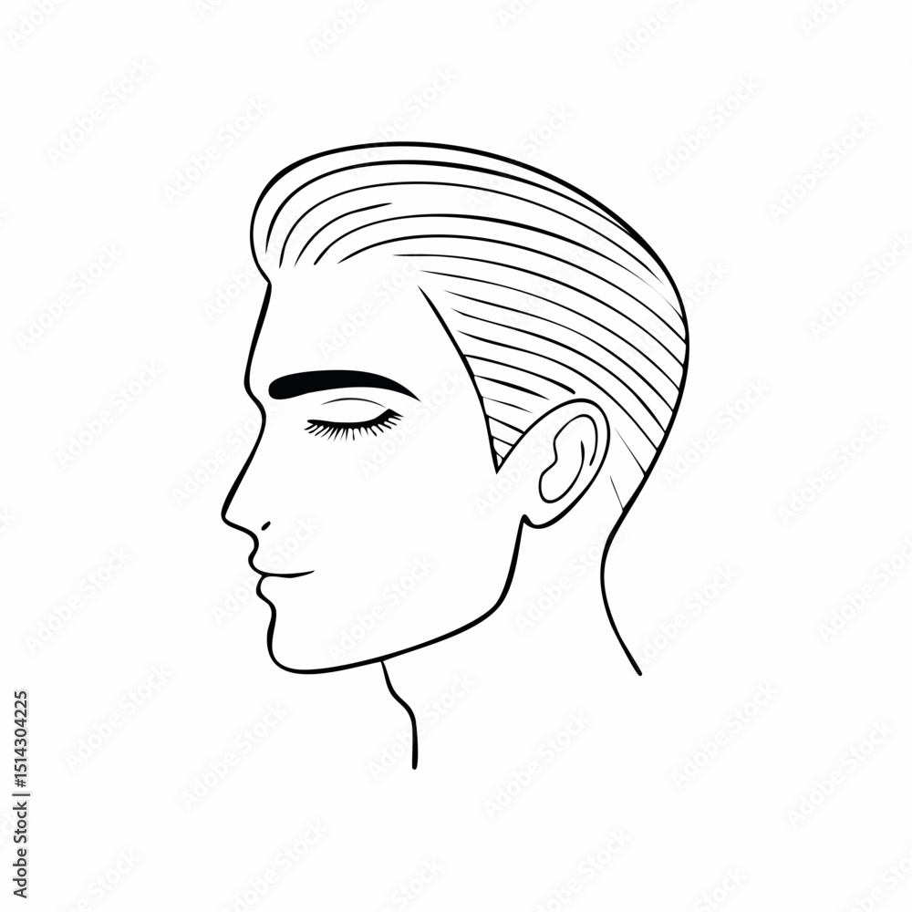 Aufkleber a stylish profile sketch with soft lines and elegant curve details.