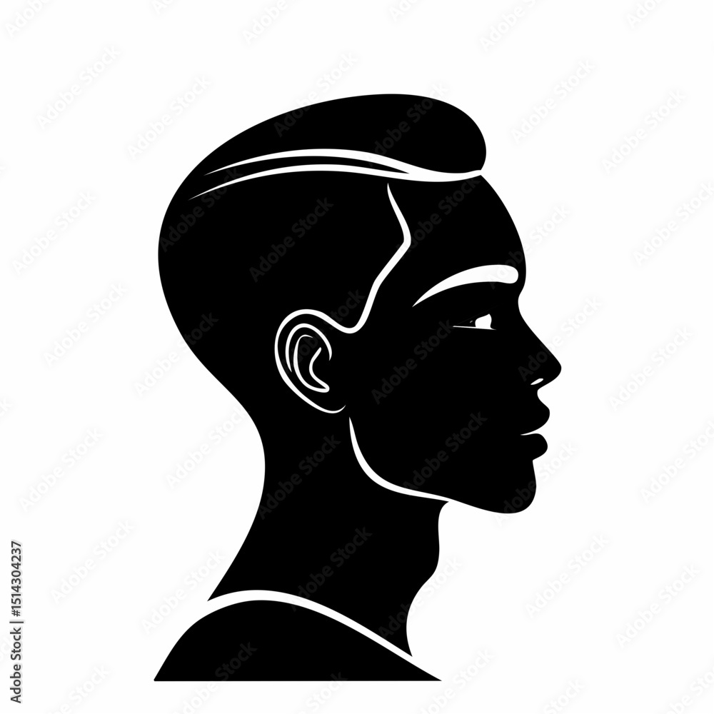Aufkleber a stylish profile sketch with soft lines and elegant curve details.