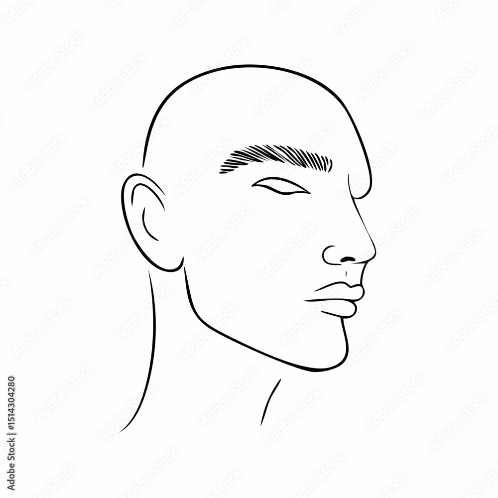 Aufkleber a stylish profile sketch with soft lines and elegant curve details.