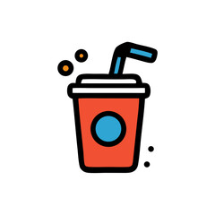 Cartoon Soft Drink Cup Icon with Straw
