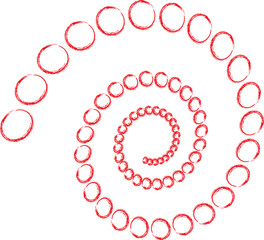 Red Charcoal Spiral Circle Pattern – Hand-Drawn Grunge Spiral Design for Abstract Art and Backgrounds