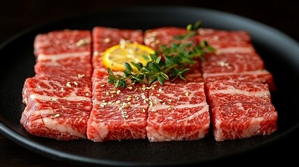 Fototapeta premium Sliced beef ready for grilling