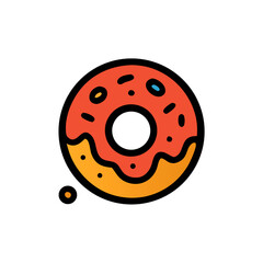 Cute Cartoon Donut Icon with Sprinkles