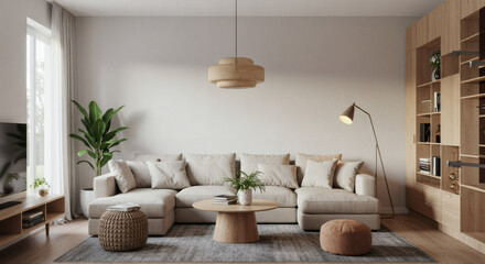 Modern Minimalist Living Room Design Light Neutral Tones and Natural Materials