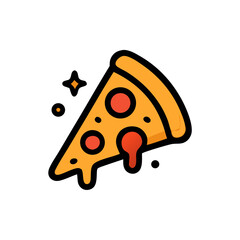 Pizza Slice Icon with Melting Cheese