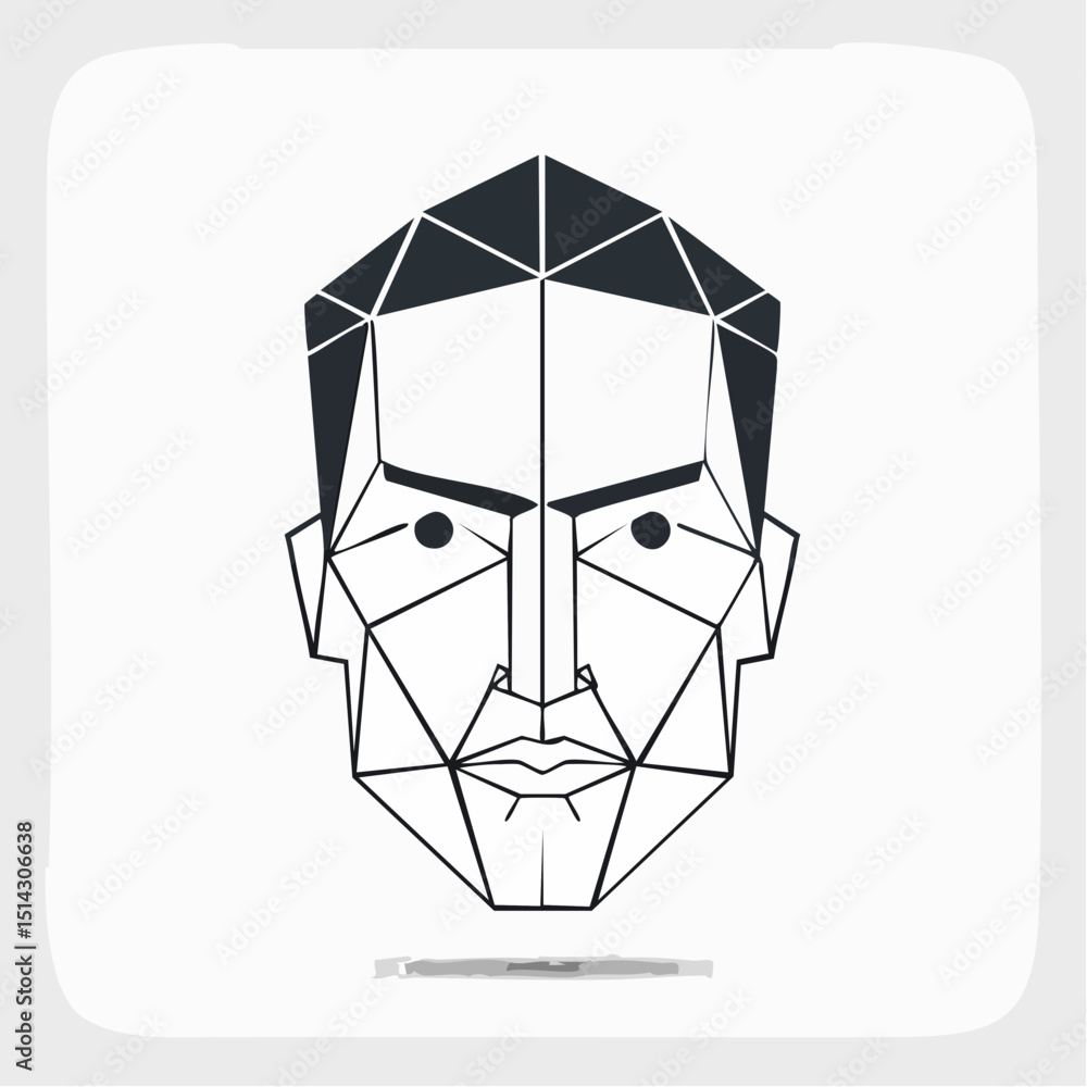 Poster a sharp, structured abstract face made of angles, perfect for bold statement graphics.