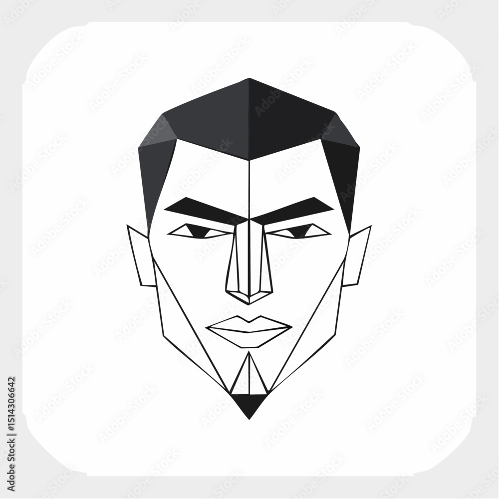 Poster a sharp, structured abstract face made of angles, perfect for bold statement graphics.