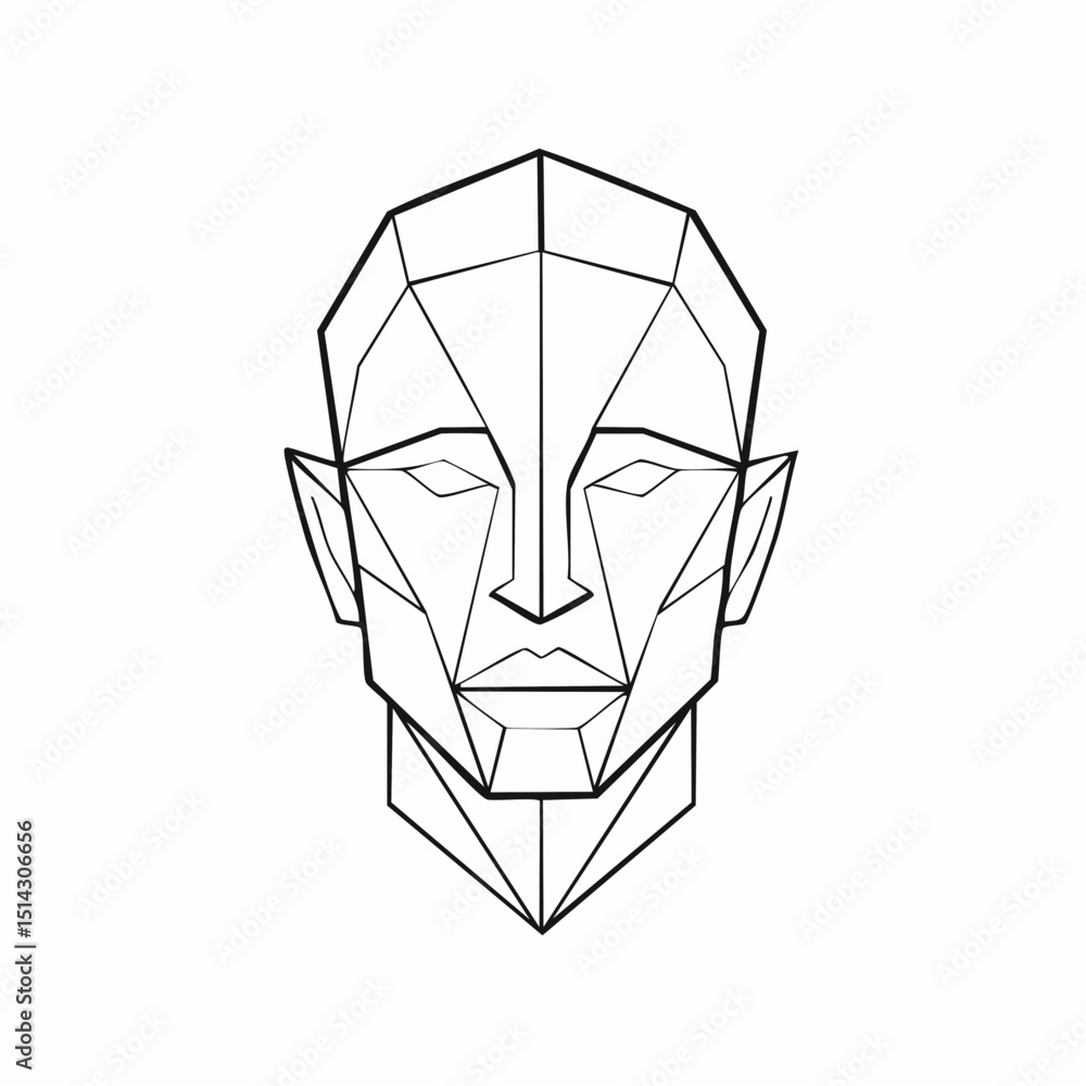 Poster a sharp, structured abstract face made of angles, perfect for bold statement graphics.
