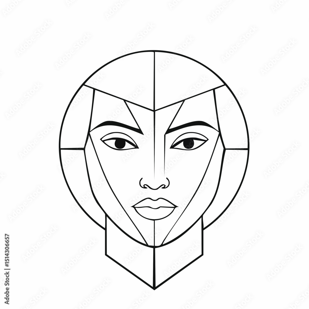 Poster a sharp, structured abstract face made of angles, perfect for bold statement graphics.