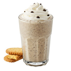 A tasty cookies and cream frappe, complete with whipped cream and crunchy biscuits.


