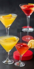 red cocktail on a black background