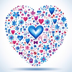 Seamless collage of friendship and love symbols  hearts, crossed fingers, and hugging figures
