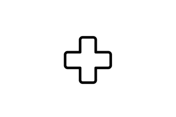 Fototapeta premium Bold plus sign symbol, isolated on a white background for medical, health, or educational designs.