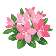 Vibrant Pink Azalea Cluster Illustration