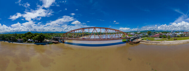 Agusan river and Magsaysay Bridge Butuan City Mindanao Philippines Panorama looking west