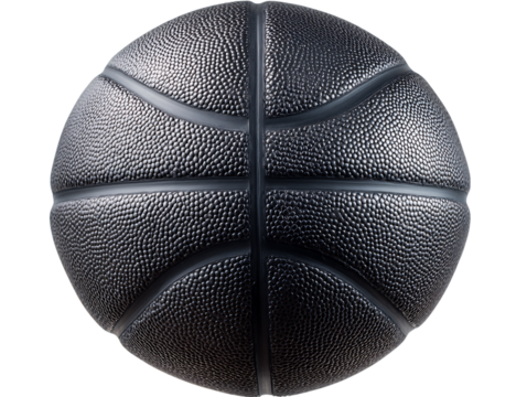 Close Up of Black Textured Basketball on Transparent Background, PNG