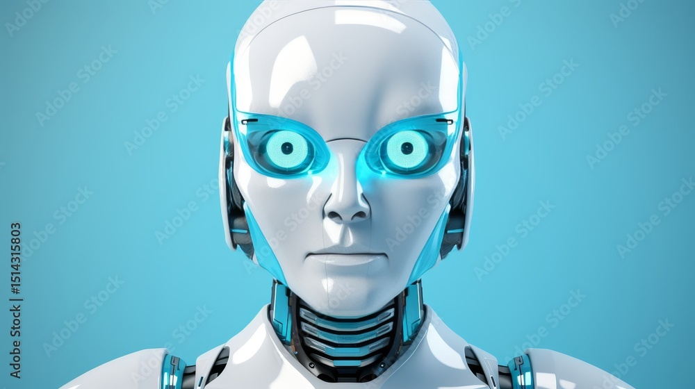 Aufkleber sleek robotic humanoid design on a minimalistic background showcasing advanced technology