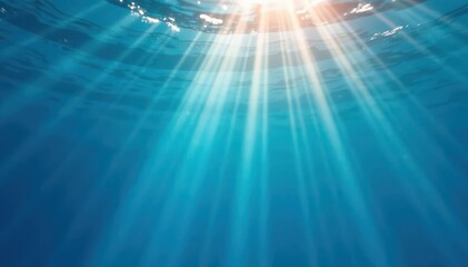 Obraz premium Distorted sunlight filters through rippling blue surface , ocean, view