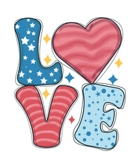 Fourth of July Celebration T-Shirt – Love Flag Typography