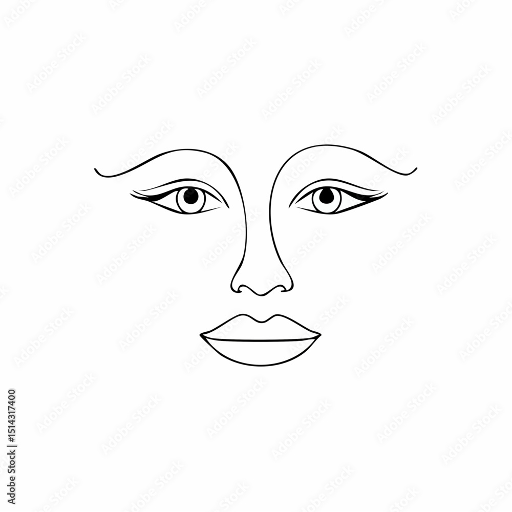 Poster a simple yet powerful abstract face, focusing on basic features for an elegant and contemporary art 