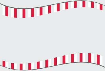 Obraz premium Minimalist red and white pennant bunting design with curved borders on light gray background, symbolizing Indonesian Independence Day celebration and national spirit