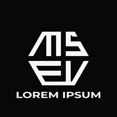 Modern Geometric Logo: A sleek, geometric logo composed of stylized letters and a placeholder text, set against a stark black background, exuding contemporary design and minimalist charm.