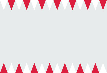 Obraz premium Red and white triangular bunting border design on light gray background, inspired by Indonesian Independence Day celebration, symbolizing patriotism and festivity
