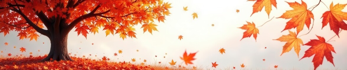 Fallen oak and maple leaves, vibrant colors, pristine white backdrop , forest, dried